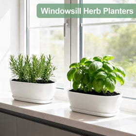 Oliz set-of-4 white oval planters, packaging view, gift-ready for weddings or holidays.