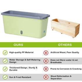 Oliz window box planter 14-inch dimension offers ample planting space.