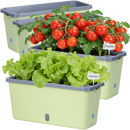 Oliz window box planter 4-pack front view, ideal for bright windowsills and herbs.