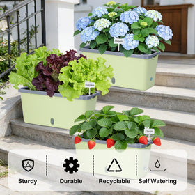 Oliz window box planter 4-pack side angle showing compact balcony garden.