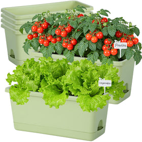 Oliz Window Box Planter six-pack—side view, large 13.8 inch pots ideal for windowsill herbs