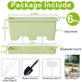 Oliz Window Box Planter six-pack—on windowsill setup for herbs and flowers