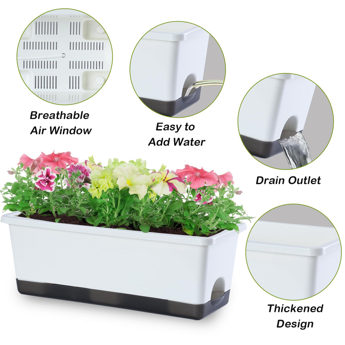 Oliz Window Box Planter 8pcs side view emphasizes slim profile for balcony railings