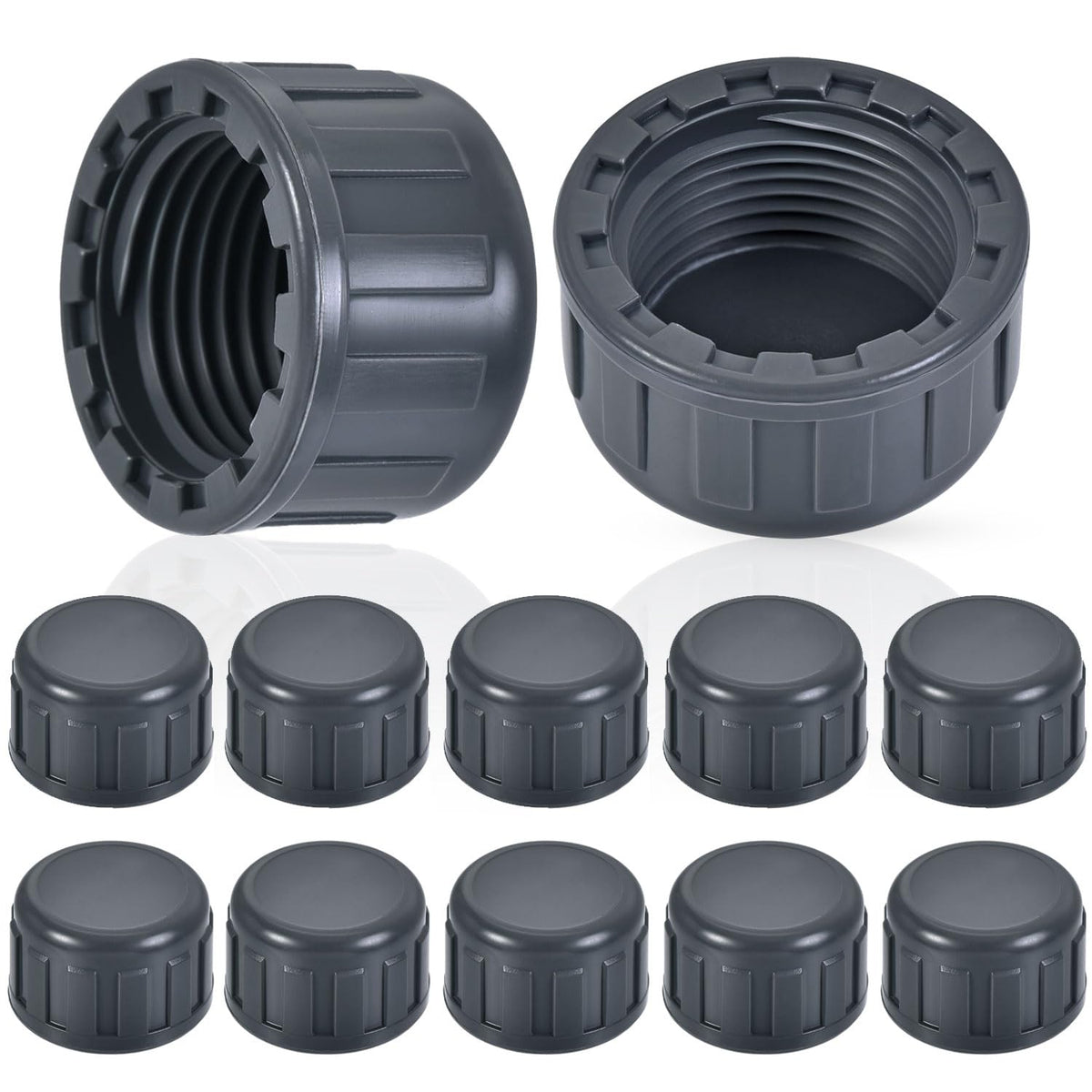 OLLBIT 12-pack 3/4 inch BSPT sprinkler caps for BSPT threads in irrigation setups.