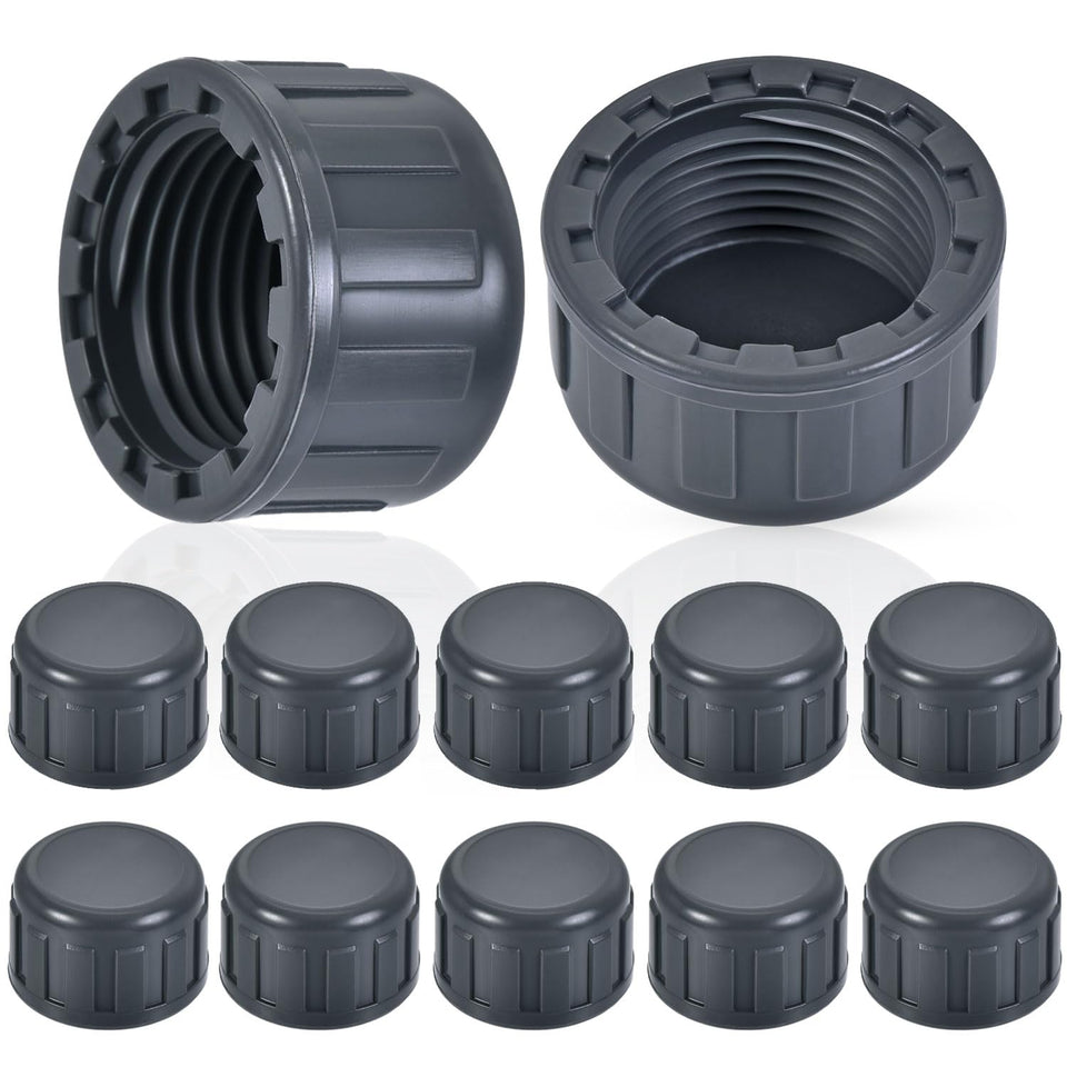 OLLBIT 12-pack 3/4 inch BSPT sprinkler caps for BSPT threads in irrigation setups.