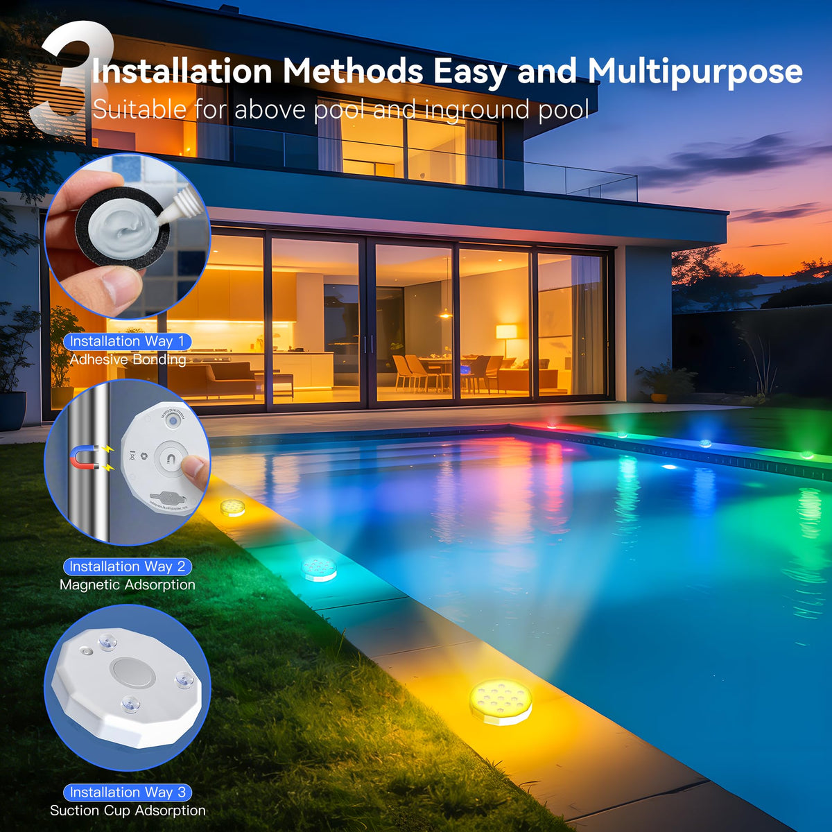 Ollny rechargeable submersible LED puck powered by 3000mAh battery for long runtimes