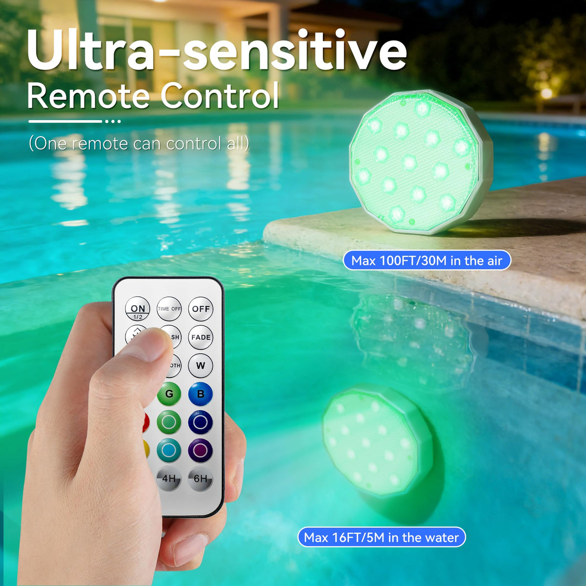 Ollny 100-foot air remote range covers indoor control with underwater reach