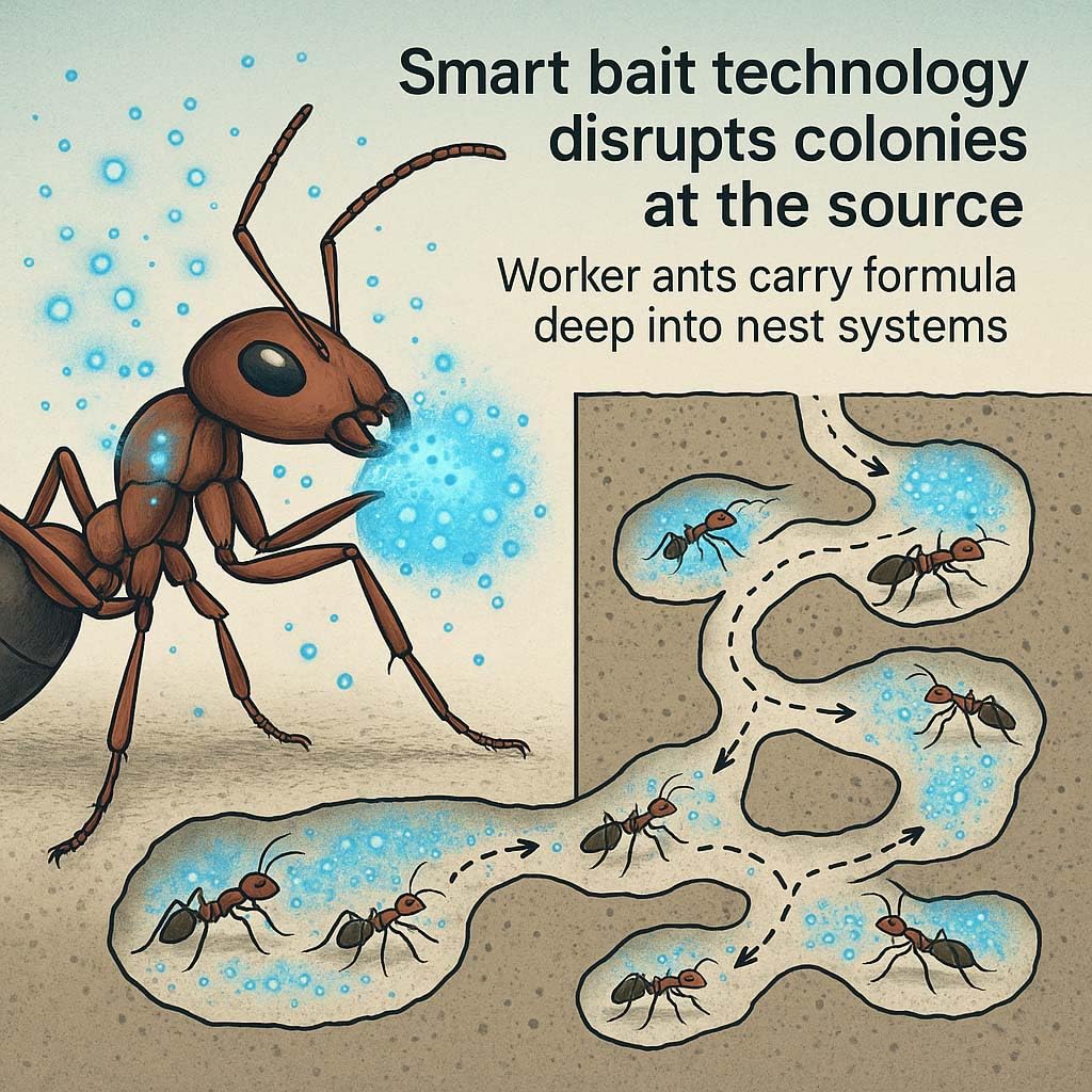 Olougda ant gel bait works on sugar, pavement, carpenter, and pharaoh ants in homes