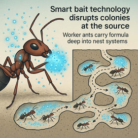 Olougda ant gel bait works on sugar, pavement, carpenter, and pharaoh ants in homes