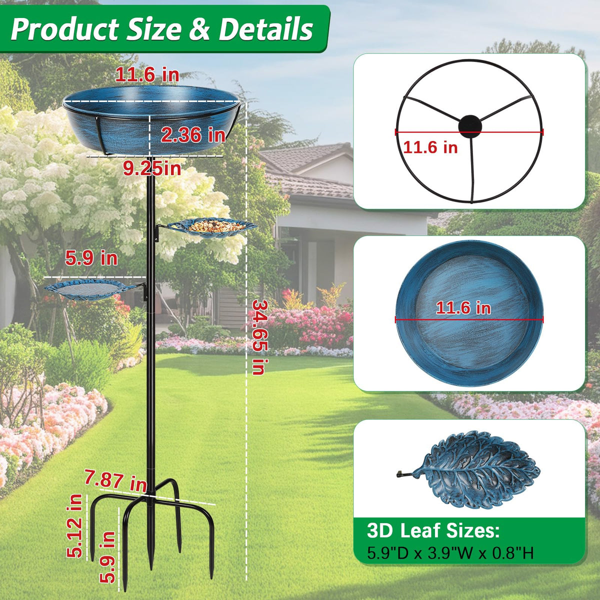 Olpchee bird bath tool-free assembly for fast setup