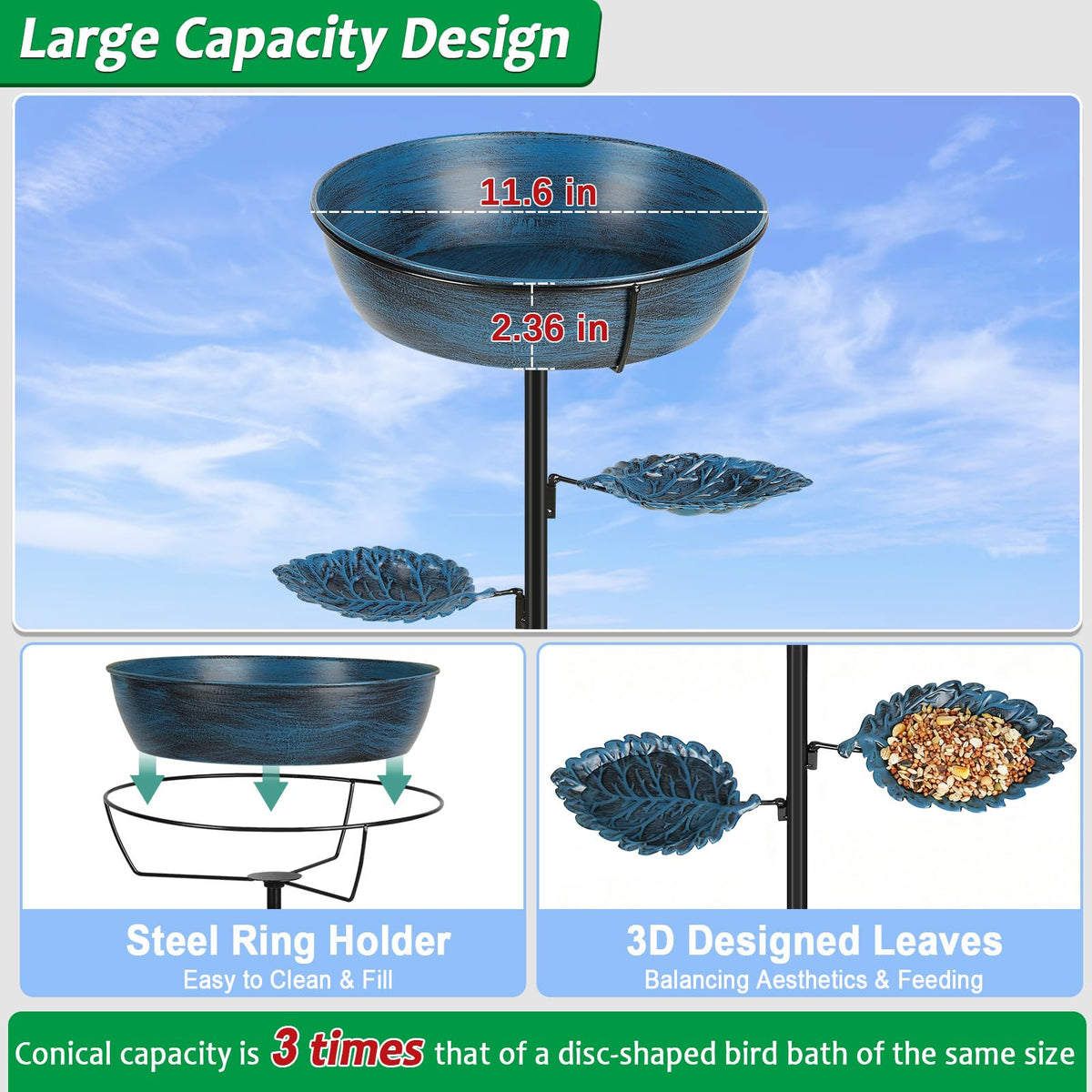Olpchee outdoor bird bath with weatherproof finish ready for seasons
