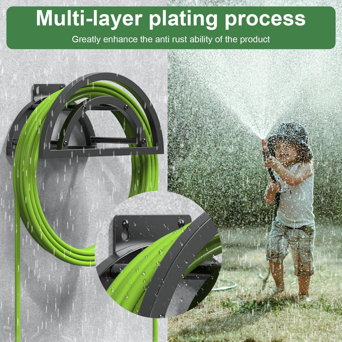 OLV easy-assembly hose holder with clear installation guide.