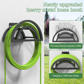 OLV heavy-duty metal hose hanger withstands outdoor conditions.
