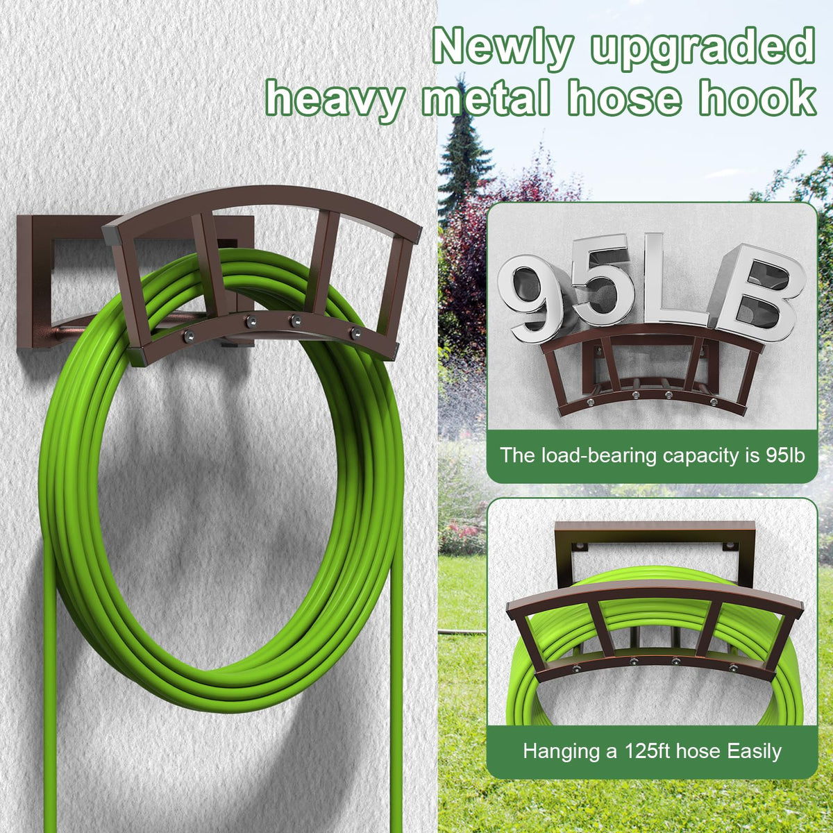 OLV hose reel wall mount outdoor bronze keeps hoses neat and accessible.