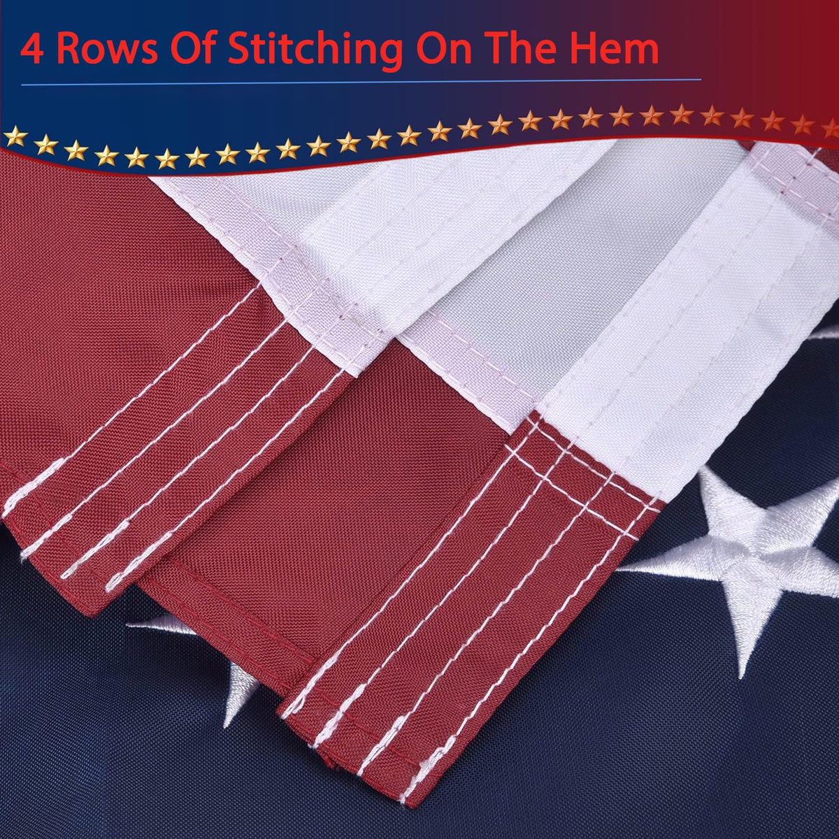 Olynese flag features four-row stitching on canvas header and fly hem for durability.