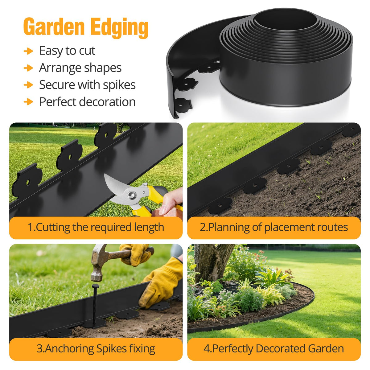 O-Maraco garden path edging creates neat walkways and tidy edges.