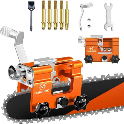 OMCCHK portable sharpener jig kit with 5 diamond stones for precise chainsaw maintenance
