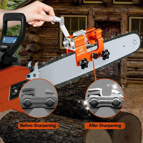 OMCCHK gloves and brush for safe cleanup after sharpening