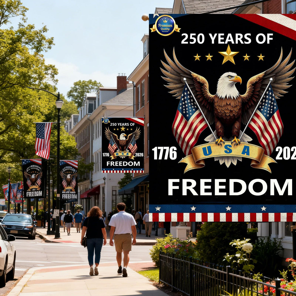 OMCleaner 80x18 Patriot Banner for fences, porches, and gardens