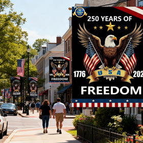 OMCleaner 80x18 Patriot Banner for fences, porches, and gardens