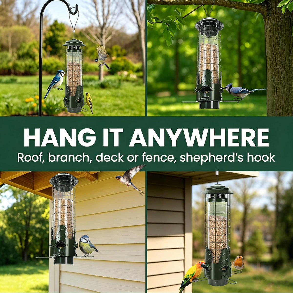 OMEUTY Squirrel Proof Feeder all-metal construction resisting rust and weather
