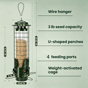 OMEUTY Squirrel Proof Feeder drainage holes and removable base shown for dry seed
