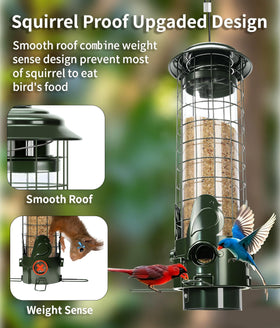 OMEUTY Squirrel Proof Feeder perch close-up showing weight-activated mechanism