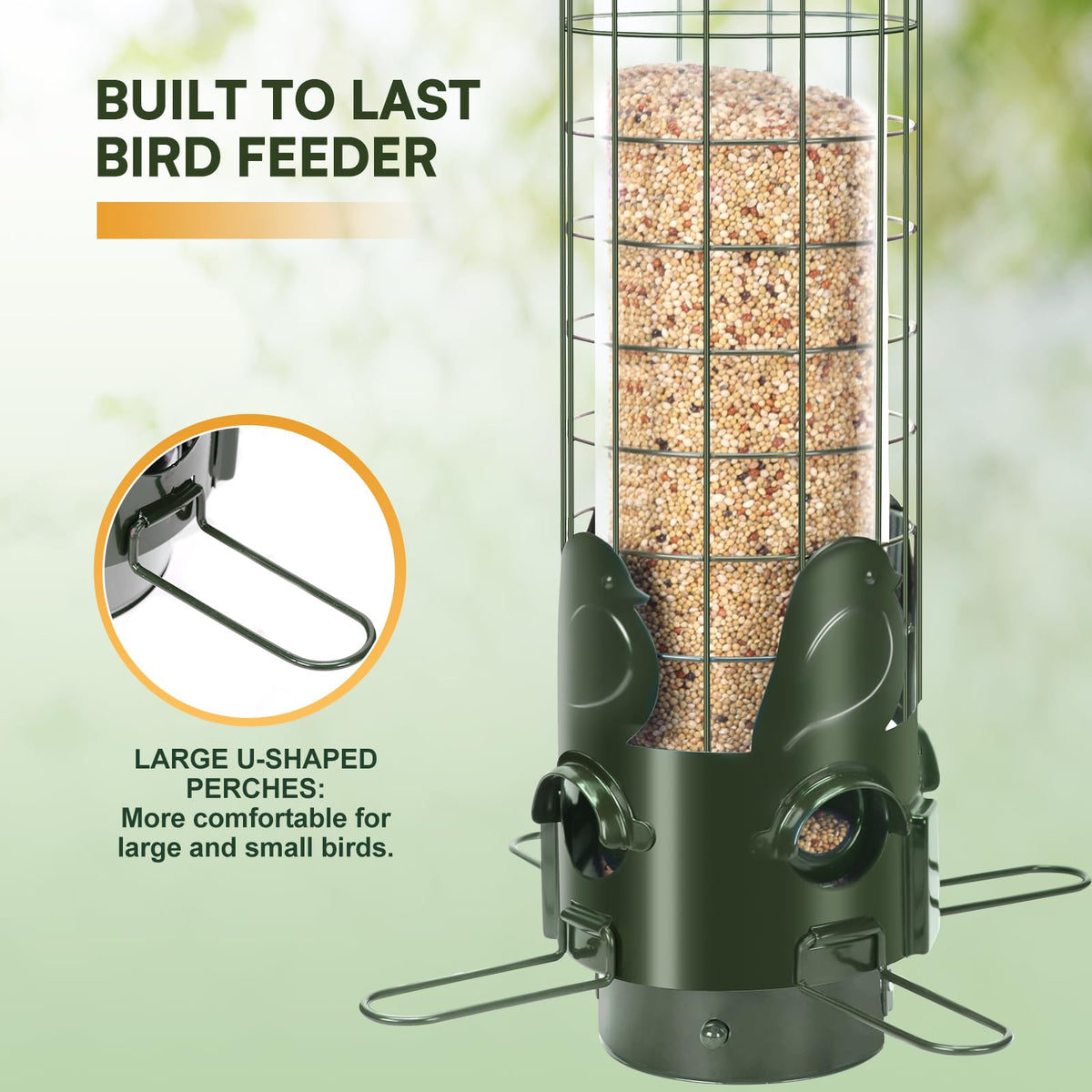 OMEUTY Squirrel Proof Feeder weight-activated mechanism in action deterring squirrels