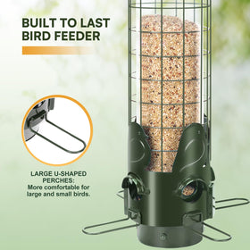 OMEUTY Squirrel Proof Feeder weight-activated mechanism in action deterring squirrels