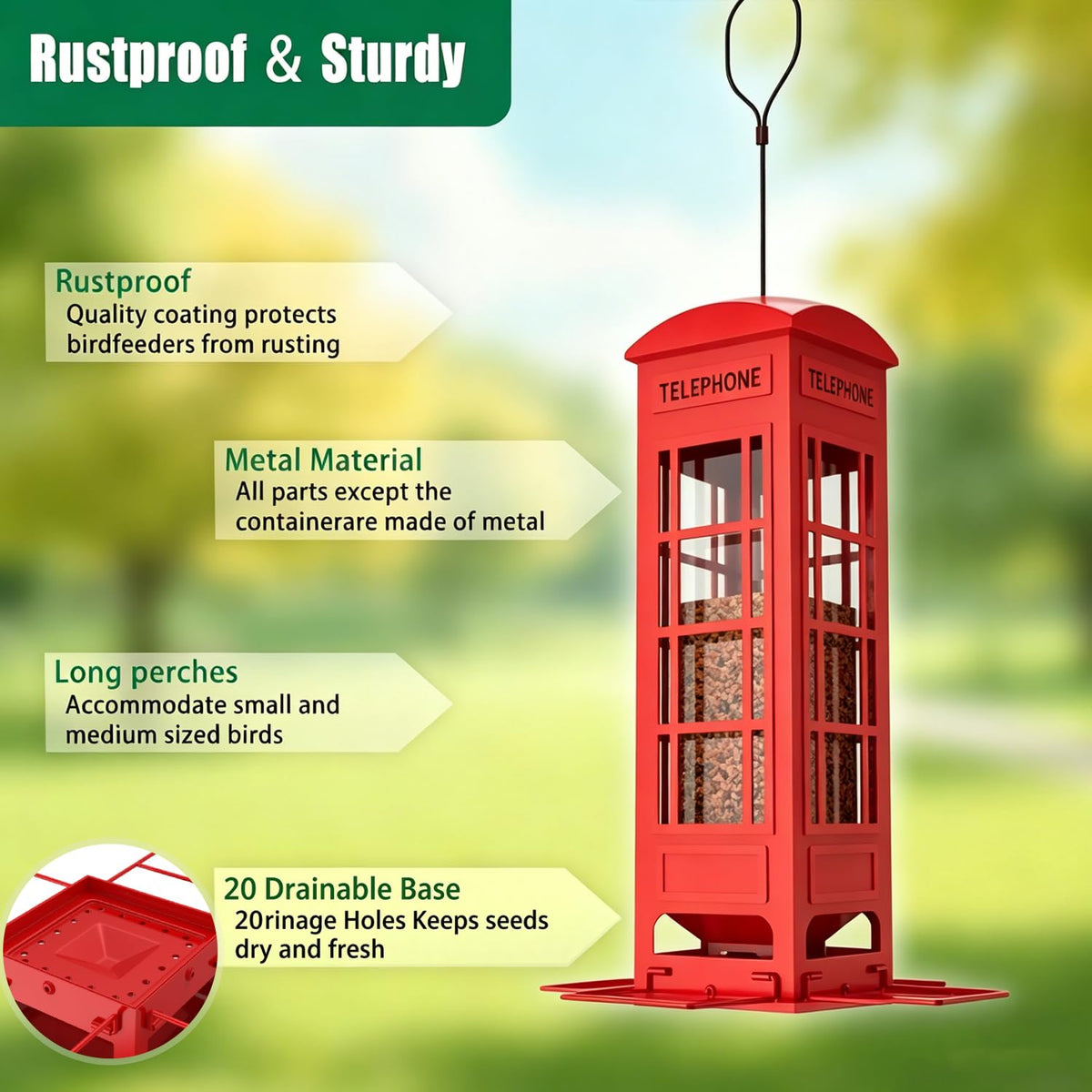 OMEUTY three-pound capacity supports multiple birds at once.