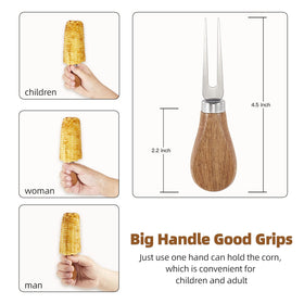 OMGOD corn cob holders with stainless steel forks for secure gripping.