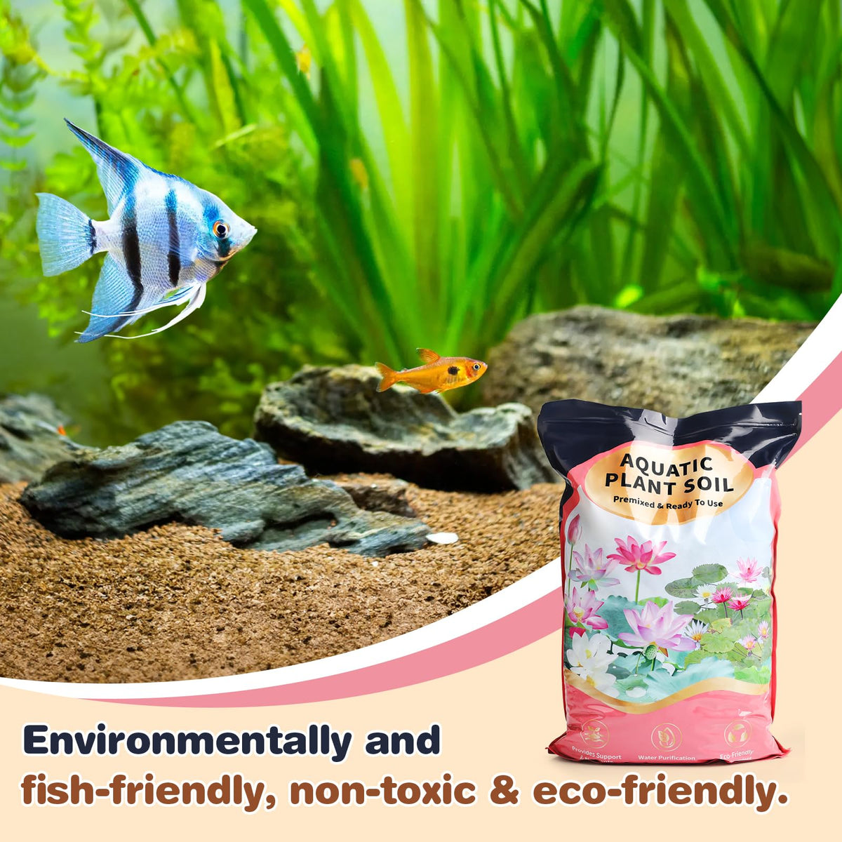 Omitgoter Aquatic Soil supports steady nutrition for long-term plant growth.