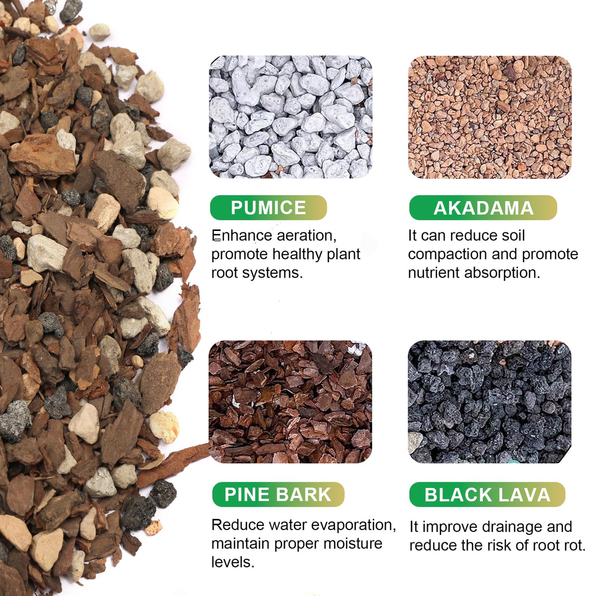 Close-up of Omitgoter Bonsai Soil Mix showing akadama pumice and lava rock blend.