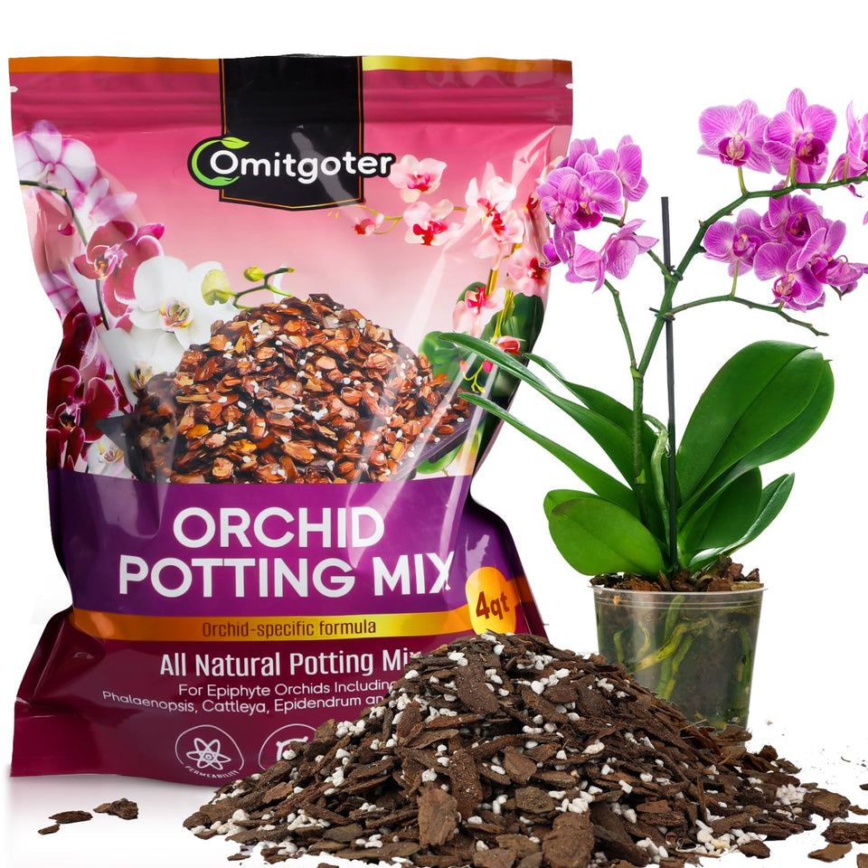 Omitgoter orchid potting mix 1qt with bark and perlite supports healthy roots