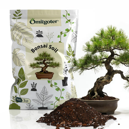 Omitgoter premium bonsai soil mix in a 1qt bag with balanced drainage.