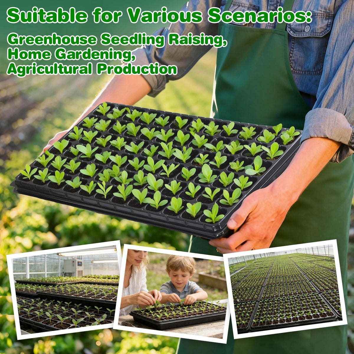 Omitgoter stackable greenhouse tray set saves space.
