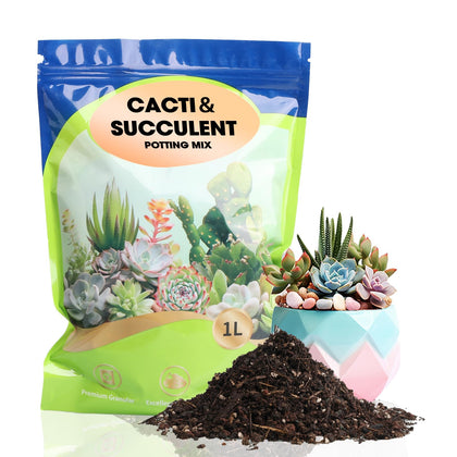 Omitgoter succulent soil bag promotes excellent drainage for thriving indoor succulents.