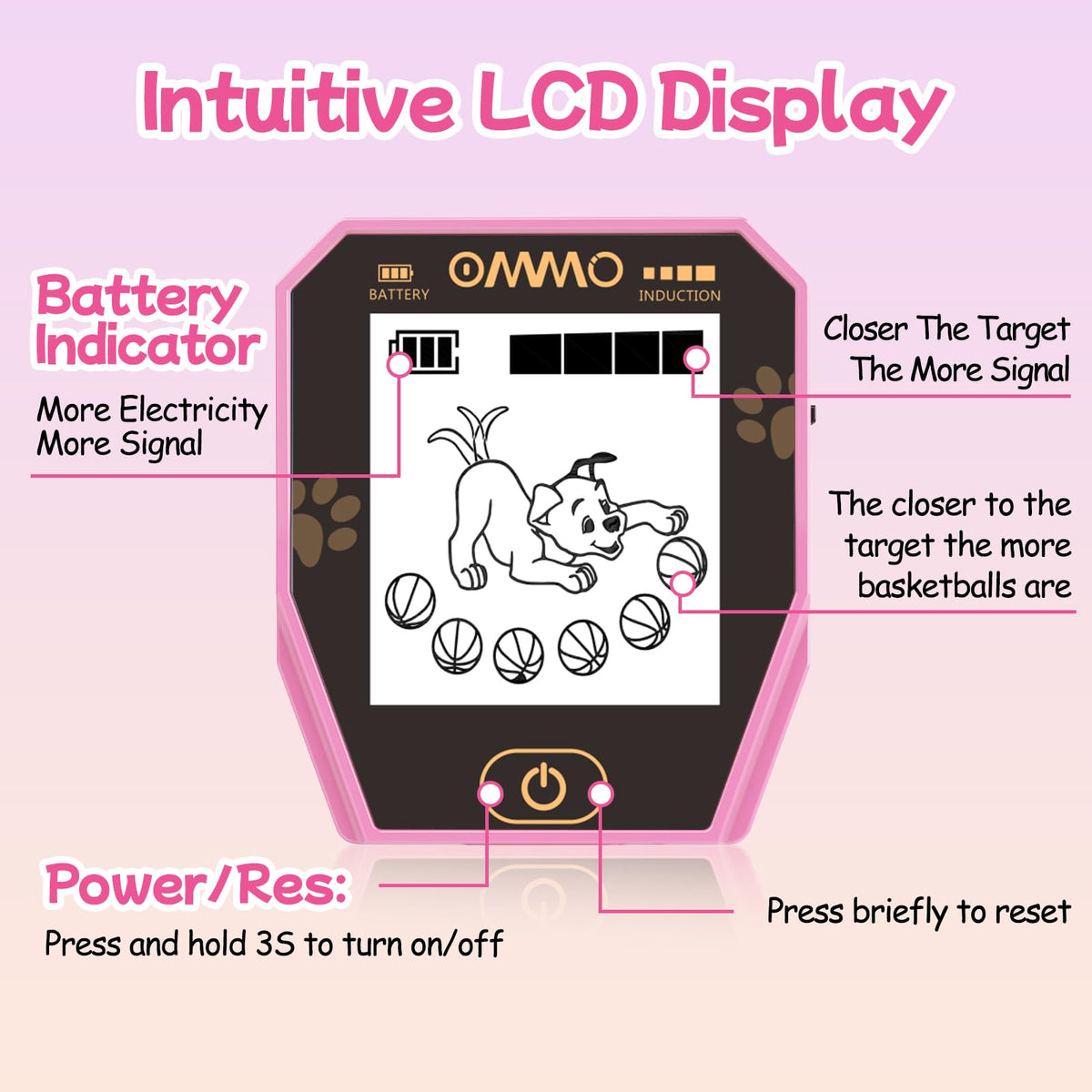 OMMO metal detector puppy LCD display engages children during treasure hunts