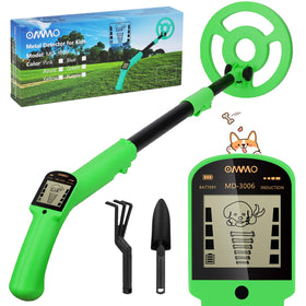 OMMO Kids Metal Detector with animated puppy LCD display for curious explorers.