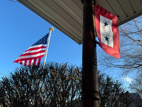 Omnisexual flag with a 2-inch hanging sleeve fits most stands.