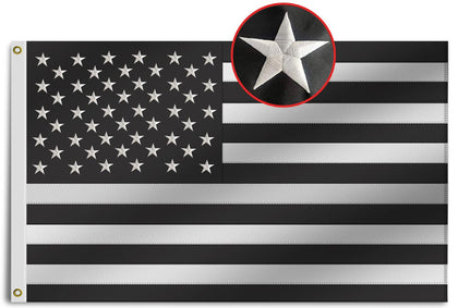 Omnisexual heavy-duty flag in black and white nylon for durable outdoor display.