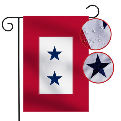 Omnisexual heavy-duty flag with two blue stars for outdoor garden display.