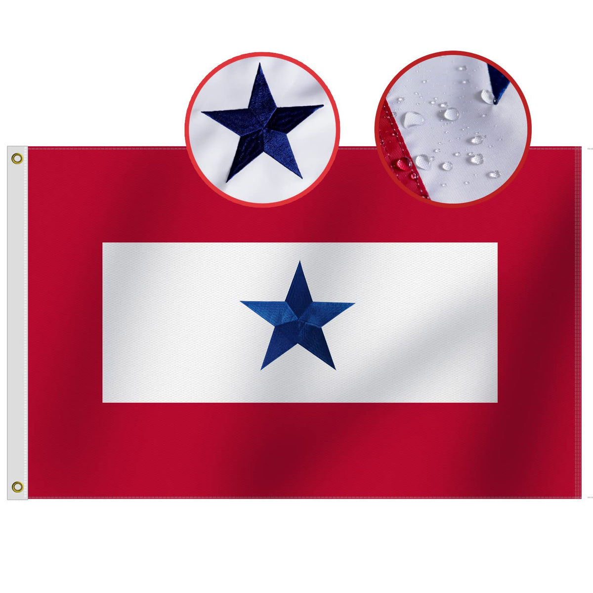 Omnisexual heavy-duty USA family flag with blue star fluttering for porch display.