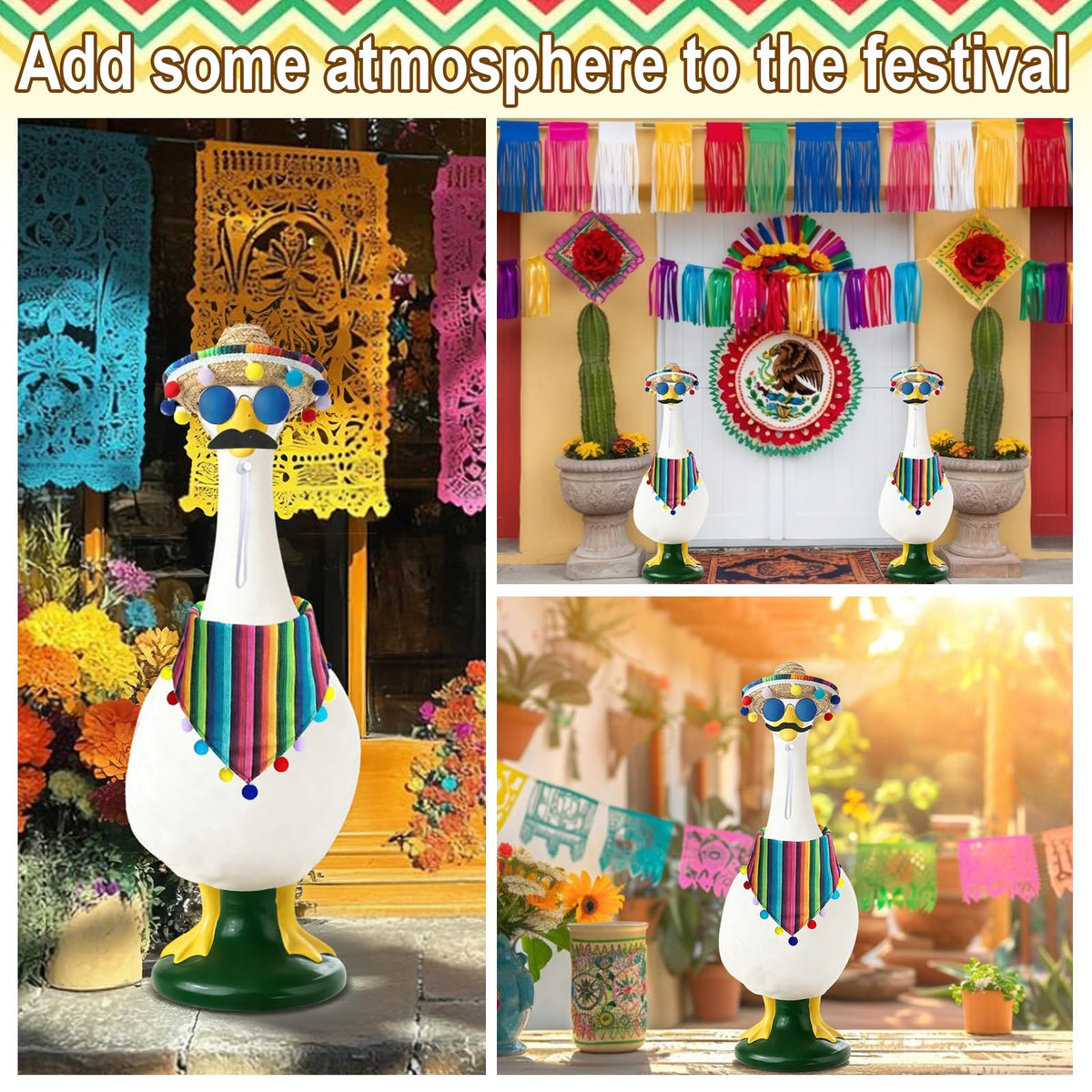On-Airstore mustache stickers offer quick costume accents on statues.