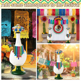 On-Airstore mustache stickers offer quick costume accents on statues.