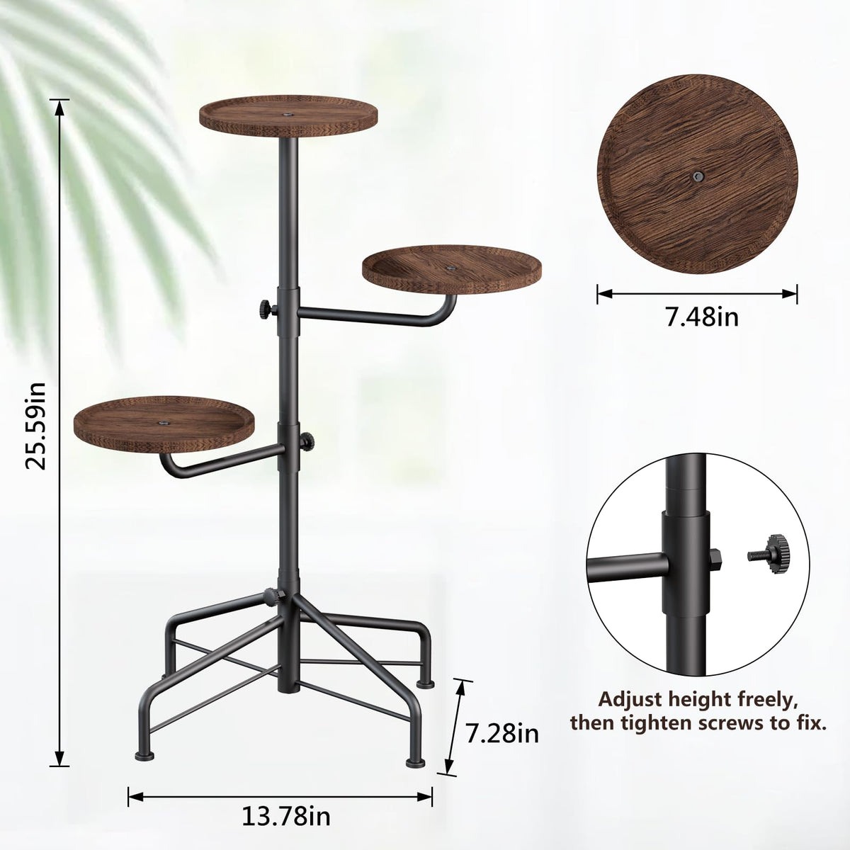 Onadak corner display shelf supports decorative items and foliage.
