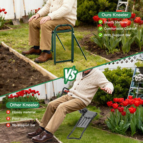 Onadak folding kneeler seat with carry handle for easy transport.