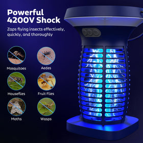 OnBeam bug zapper outdoor side panel view highlights 4200V grid
