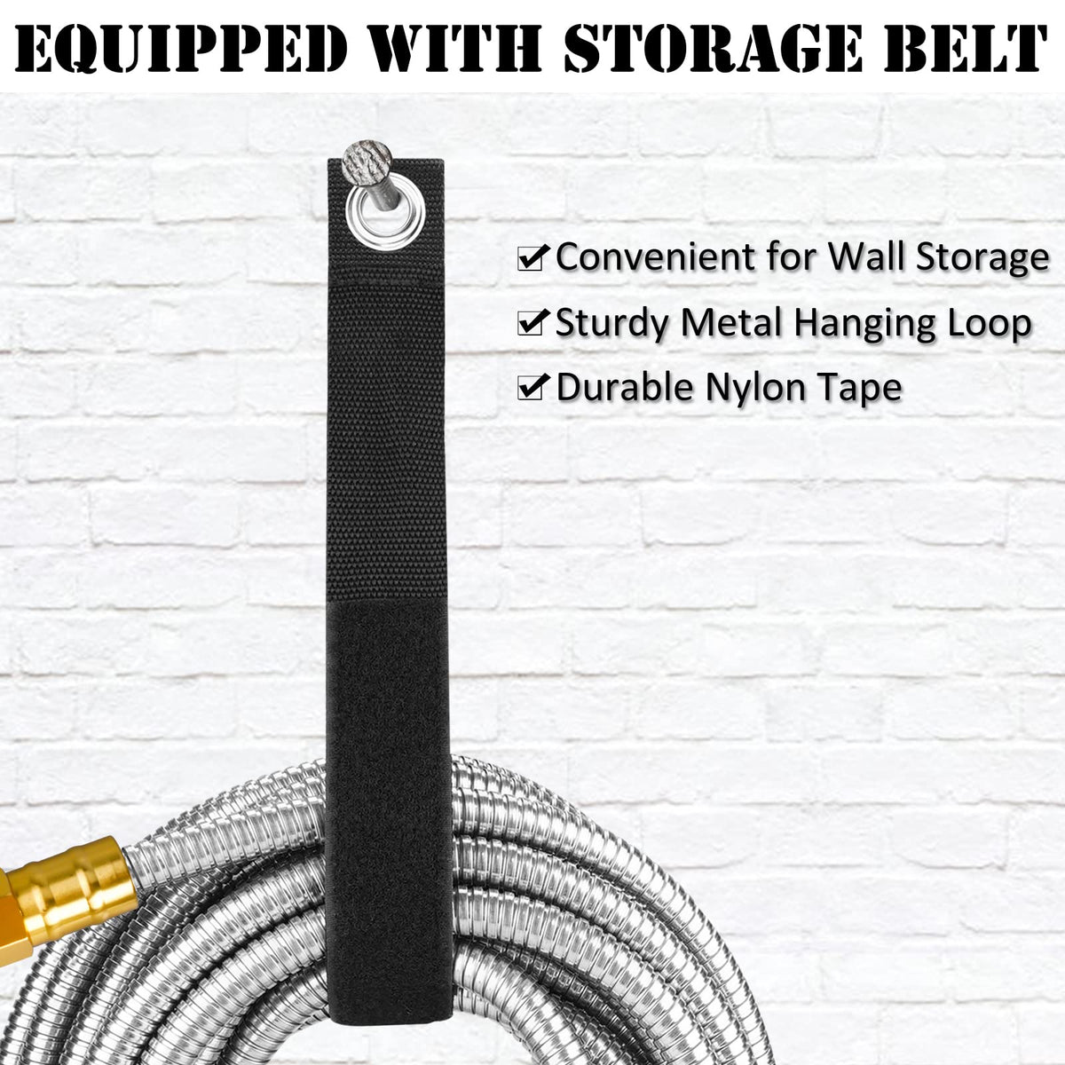 OnBrand metal garden hose with brass connectors delivering leak-proof, durable performance