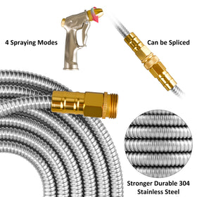 OnBrand stainless steel hose resists rust and punctures while staying flexible across temperatures